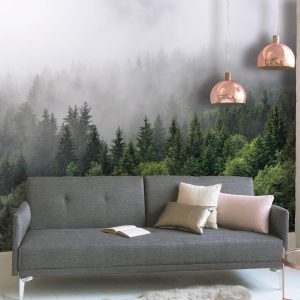 Alternative view of Foto tapeta - Foggy Fir Trees